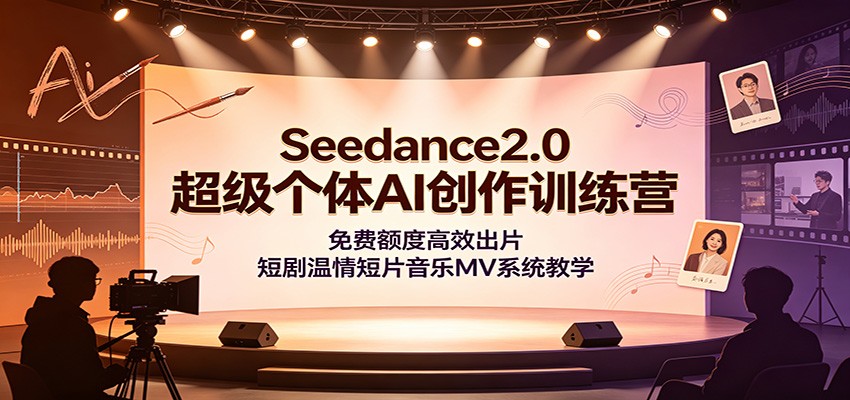 Seedance2.0超级个体AI创作训练营：免费额度高效出片，短剧温情短片音乐MV系统教学-资源宝库