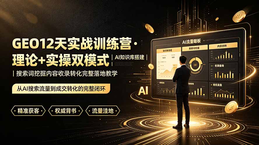 GEO12天实战训练营·理论+实操双模式|AI知识库搭建|搜索词挖掘内容收录转化完整落地教学-资源宝库
