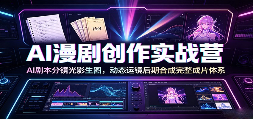 AI漫剧创作实战营：AI剧本分镜光影生图，动态运镜后期合成完整成片体系-资源宝库