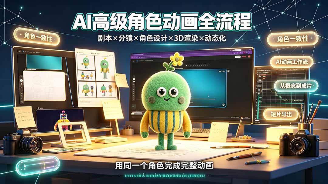 AI高级角色动画全流程：剧本×分镜×角色设计×3D渲染×动态化，从概念到成片一站式教学-资源宝库