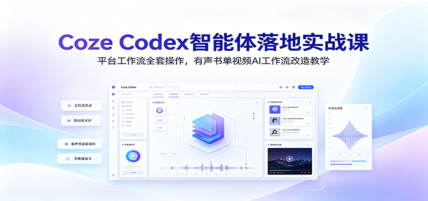 Coze Codex智能体落地实战课：平台工作流全套操作，有声书单视频AI工作流改造教学-资源宝库