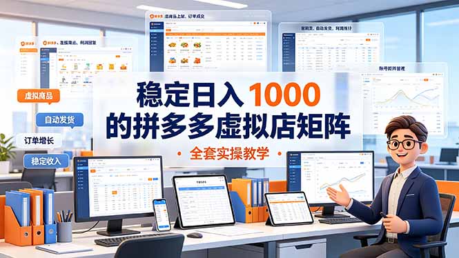 稳定日入 1000 的拼多多虚拟店矩阵，全套实操教学-资源宝库