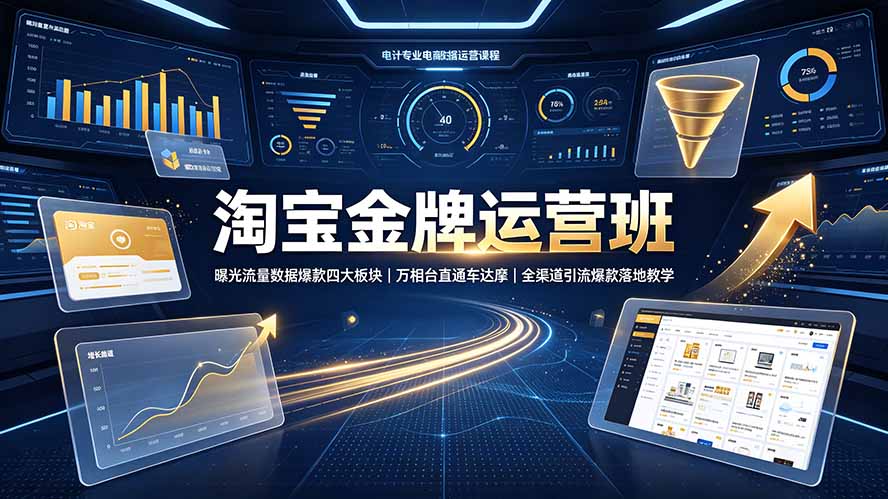 淘宝金牌运营班-7月:曝光流量数据爆款四大板块|万相台直通车达摩|全渠道引流爆款落地教学-资源宝库