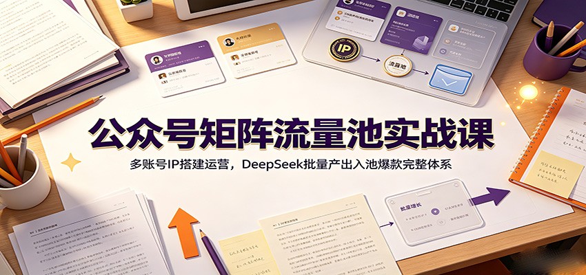 公众号矩阵流量池实战课：多账号IP搭建运营，DeepSeek批量产出入池爆款完整体系-资源宝库