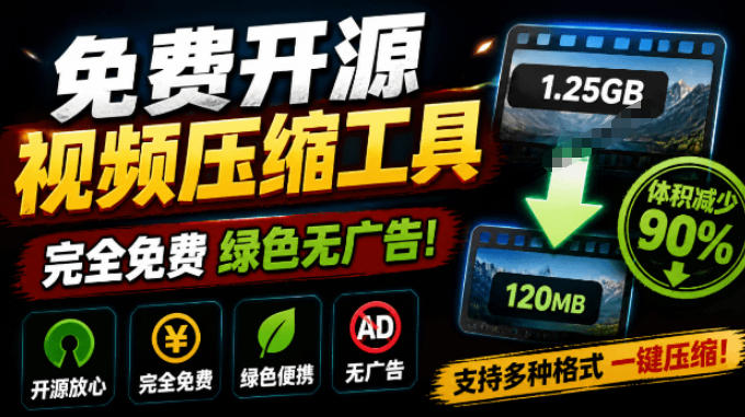 Github开源视频压缩瘦身工具，轻松压缩90%，并保持画质清晰，完全免费绿色无广告！VideoSlim-资源宝库