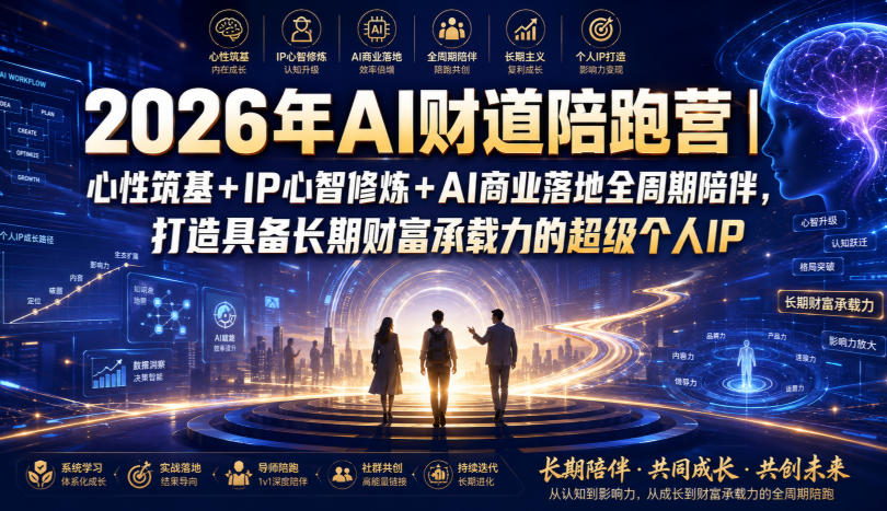 2026年AI财道陪跑营｜心性筑基+IP心智修炼+AI商业落地全周期陪伴，打造具备长期财富承载力的超级个人IP-资源宝库