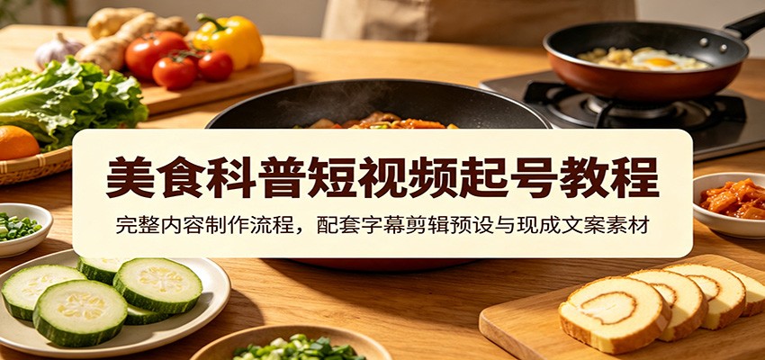 美食科普短视频起号教程：完整内容制作流程，配套字幕剪辑预设与现成文案素材-资源宝库