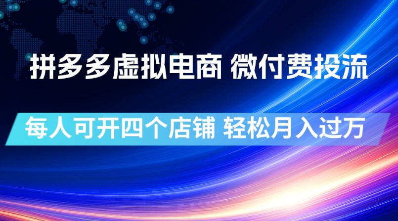 拼多多虚拟电商,微付费投流玩法,每人可开四个店,轻松月入过1W【揭秘】-资源宝库