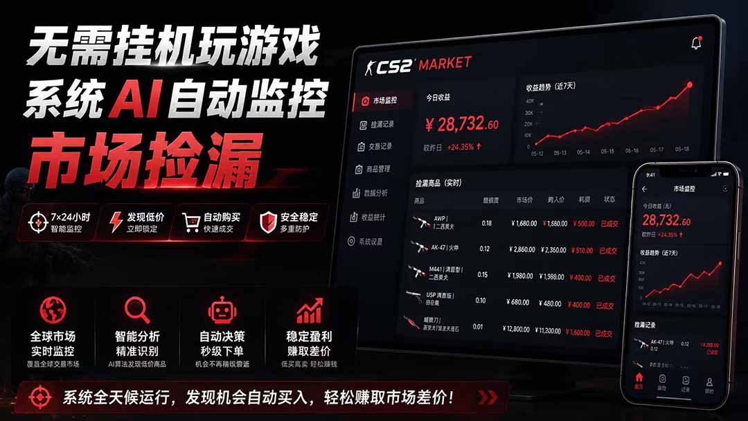 系统AI自动监控市场捡漏,不用玩游戏|只需要一部手机|支持任何形式数据验证-资源宝库