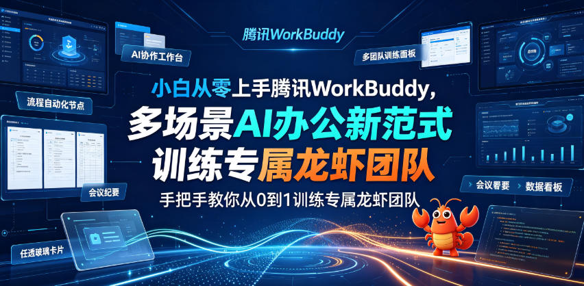 小白从零上手腾讯WorkBuddy，多场景AI办公新范式实战，手把手教你从0到1训练专属龙虾团队-资源宝库