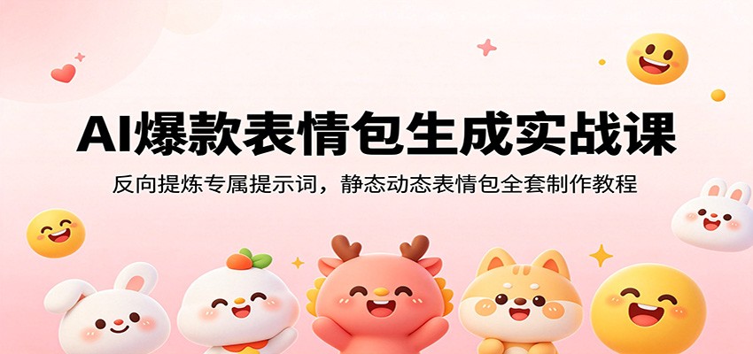 AI爆款表情包生成实战课：反向提炼专属提示词，静态动态表情包全套制作教程-资源宝库