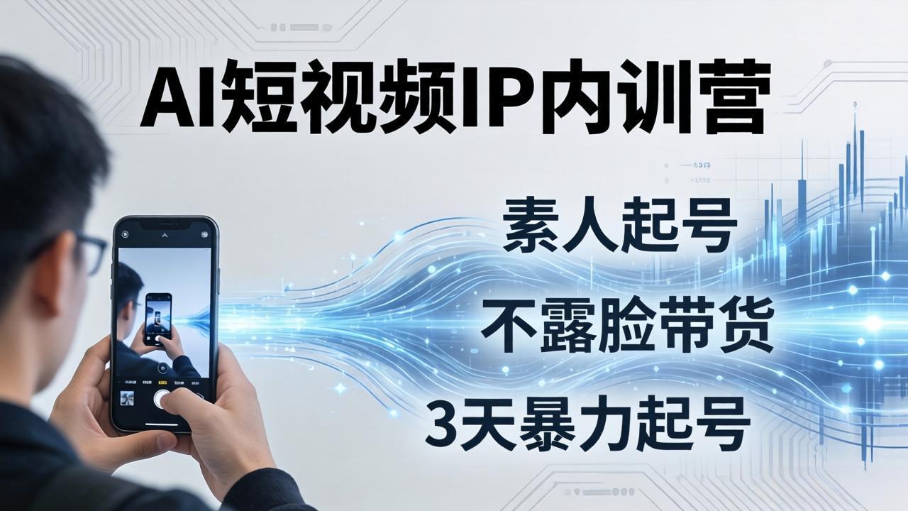 2026AI短视频IP内训营-更新：从素人起号到不露脸带货，3天暴力起号全流程拆解-资源宝库
