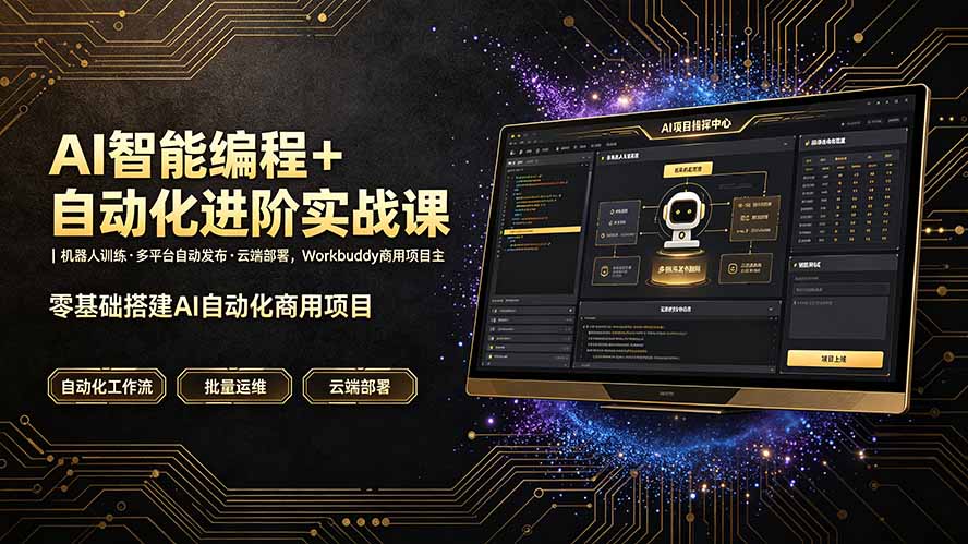 AI智能编程+自动化进阶实战课|机器人训练·多平台自动发布·云端部署,Workbuddy商用项目全流程教学-资源宝库