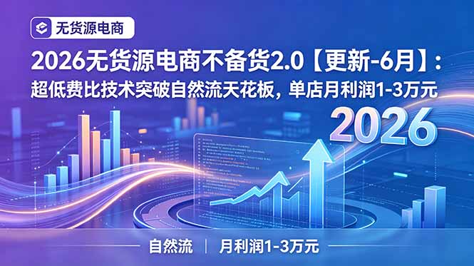 2026无货源电商不备货2.0【更新-7月】：超低费比技术突破自然流天花板，单店月利润1-3万元-资源宝库