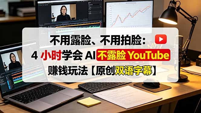不用露脸、不用拍脸：4 小时学会 AI 不露脸 YouTube 赚钱玩法【原创双语字幕】-资源宝库