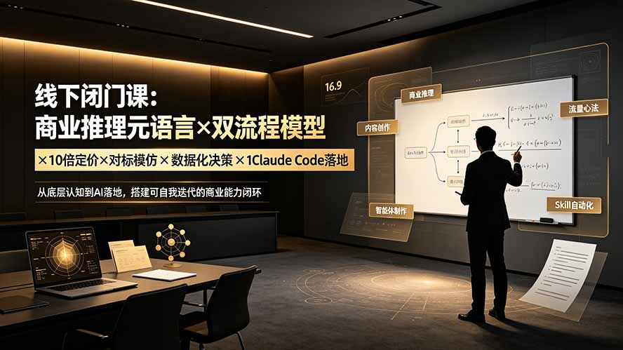 线下闭门课：商业推理元语言×双流程模型×10倍定价×对标模仿×数据化决策×Claude Code落地，击穿认知盲区-资源宝库