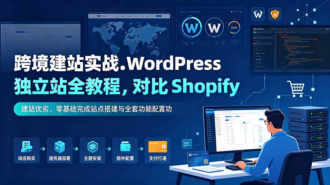 跨境建站实战:WordPress 独立站全教程,对比 Shopify 建站优劣,零基础完成站点搭建与全套功能配置-资源宝库