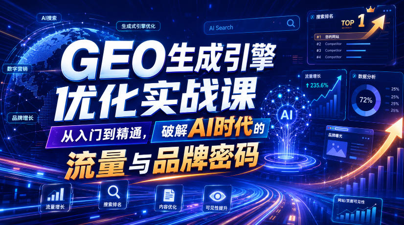 GEO生成引擎优化实战课,从入门到精通,破解AI时代的流量与品牌密码-资源宝库