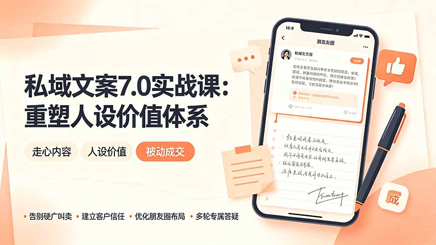 私域文案实战课7.0：重塑人设价值体系｜-告别硬广推销×走心内容×自我价值塑造，实现被动成交-资源宝库