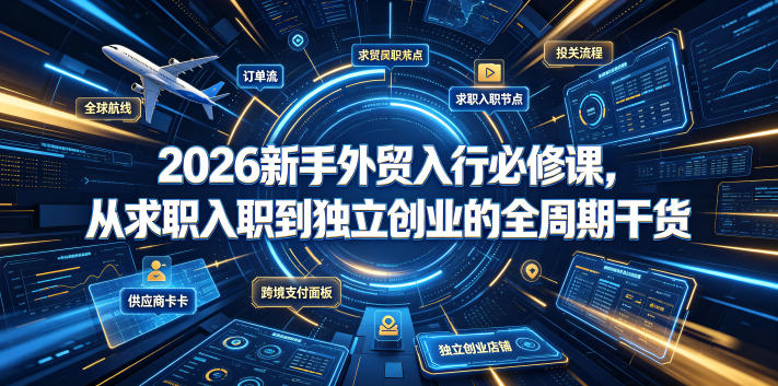 2026新手外贸入行必修课，从求职入职到独立创业的全周期干货-资源宝库