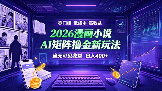 爆款小说漫画大阅读 ai矩阵操作 当天可见收益 日入400+ 零门槛 高收益-资源宝库