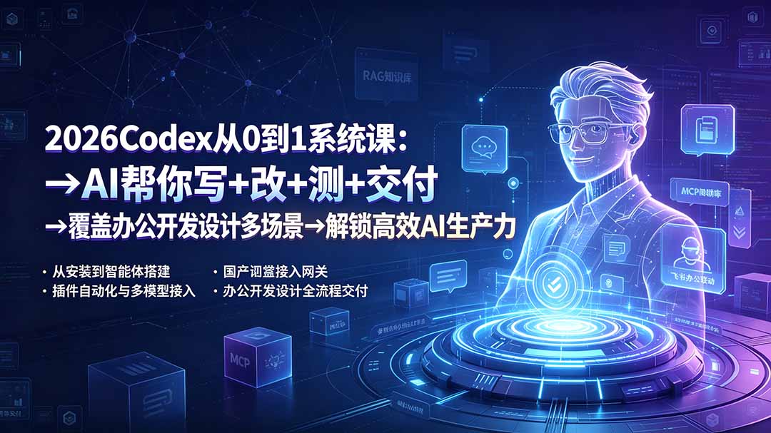 2026Codex从0到1系统课:→AI帮你写+改+测+交付→覆盖办公开发设计多场景→解锁高效AI生产力-资源宝库