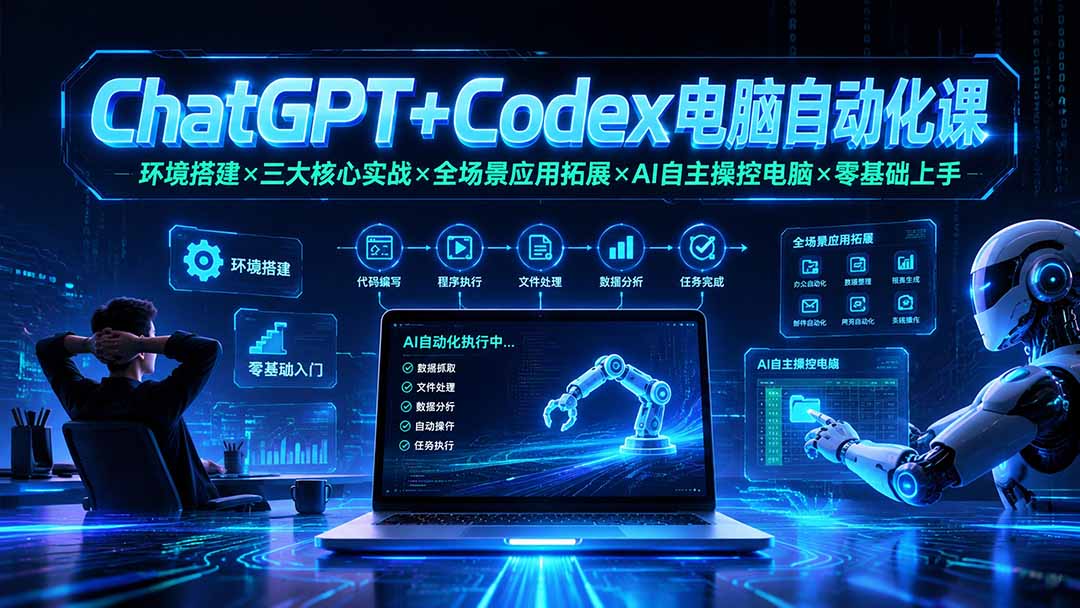 ChatGPT+Codex电脑自动化课：环境搭建×三大核心实战×全场景应用拓展×AI自主操控电脑×零基础上手-资源宝库