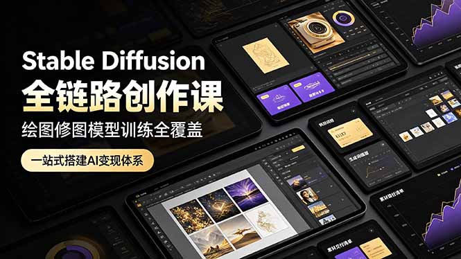 Stable Diffusion全链路创作课，绘图修图模型训练全覆盖，一站式搭建AI变现体系-资源宝库