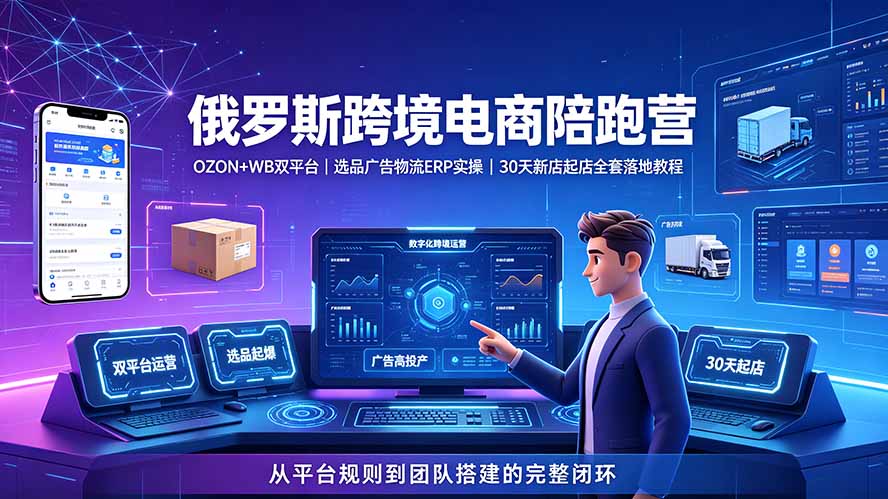 2026俄罗斯跨境电商陪跑营:OZON+WB双平台|选品广告物流ERP实操|30天新店起店全套落地教程-资源宝库
