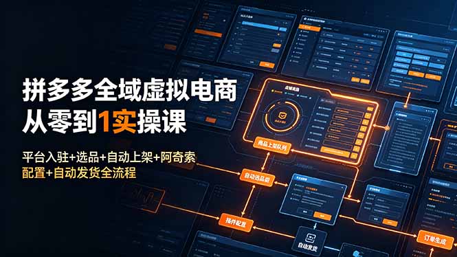 拼多多全域虚拟电商从零到1实操课：平台入驻+选品+自动上架+阿奇索配置+自动发货全流程-资源宝库