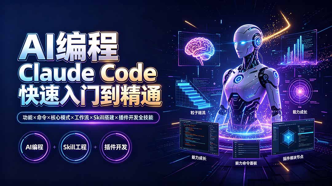 AI编程 Claude Code快速入门到精通：功能×命令×核心模式×工作流×Skill搭建×插件开发全技能-资源宝库