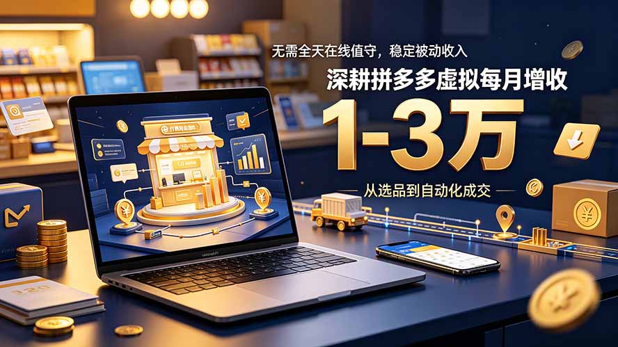 无需全天在线值守，稳定被动收入，深耕拼多多虚拟每月增收 1-3 万-资源宝库