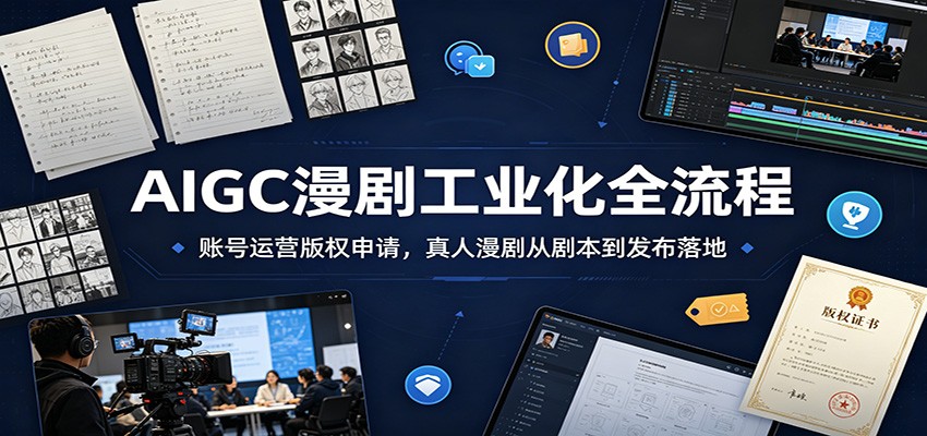 AIGC漫剧工业化全流程：账号运营版权申请，真人漫剧从剧本到发布落地-资源宝库