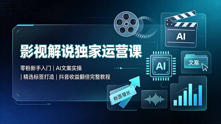 影视解说独家运营课：零粉新手入门｜AI文案实操｜精选标签打造｜抖音收益翻倍完整教程-资源宝库
