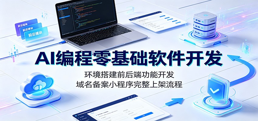 AI编程零基础软件开发:环境搭建前后端功能开发,域名备案小程序完整上架流程-资源宝库