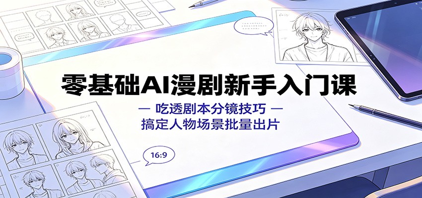 零基础AI漫剧新手入门课：吃透剧本分镜技巧，搞定人物场景批量出片-资源宝库