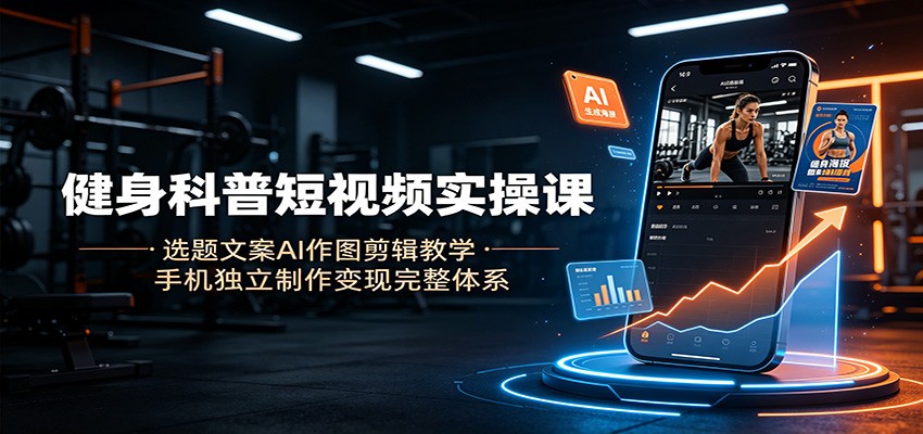 健身科普短视频实操课：选题文案AI作图剪辑教学，手机独立制作变现完整体系-资源宝库