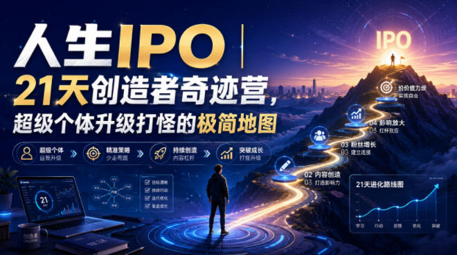 人生IPO︱21天创造者奇迹营，​超级个体升级打怪的极简地图-资源宝库