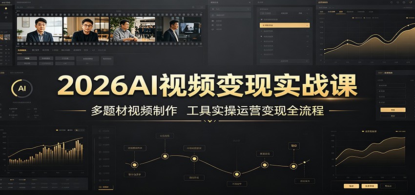 2026AI视频变现实战课：多题材视频制作，工具实操运营变现全流程-资源宝库