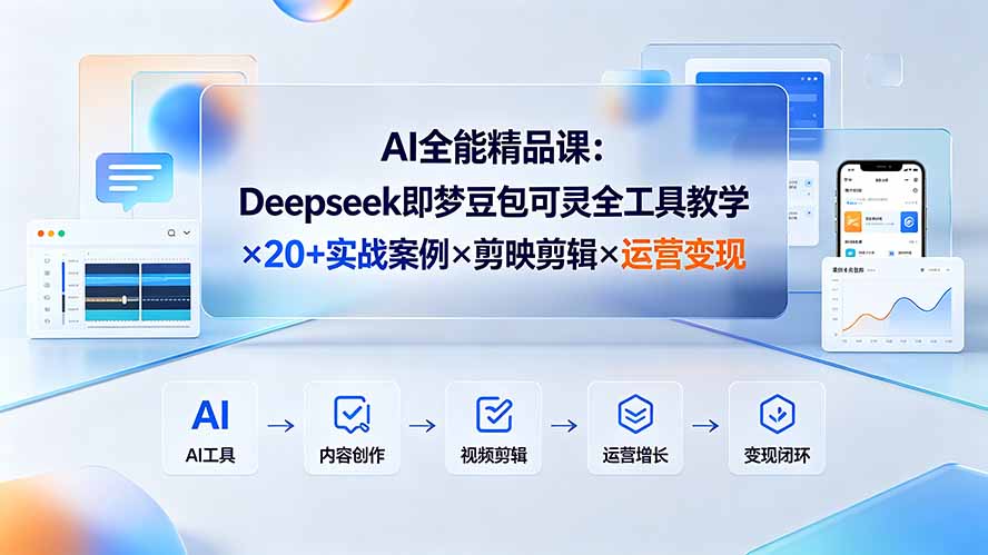 AI全能精品课:Deepseek即梦豆包可灵全工具教学×20+实战案例×剪映剪辑×运营变现-资源宝库