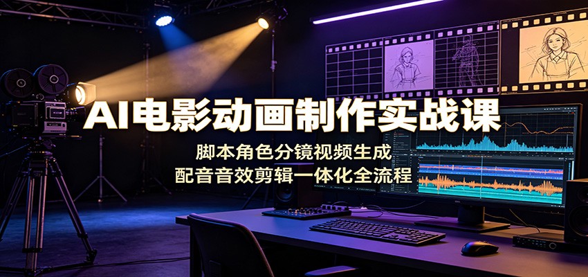 AI电影动画制作实战课：脚本角色分镜视频生成，配音音效剪辑一体化全流程-资源宝库