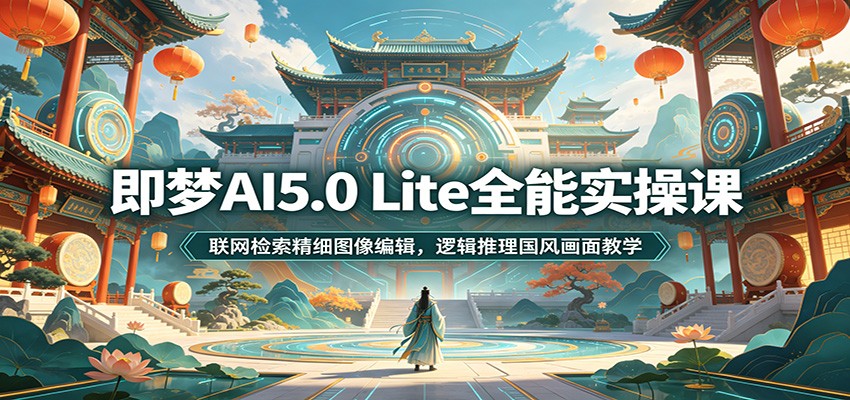 即梦AI5.0 Lite全能实操课：联网检索精细图像编辑，逻辑推理国风画面教学-资源宝库