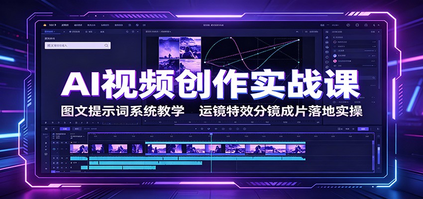 AI视频创作实战课:图文提示词系统教学,运镜特效分镜成片落地实操-资源宝库