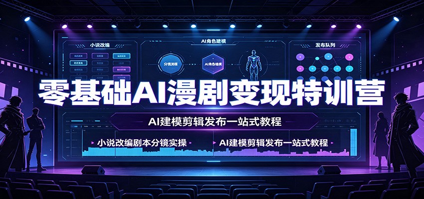 零基础AI漫剧变现特训营：小说改编剧本分镜实操，AI建模剪辑发布一站式教程-资源宝库