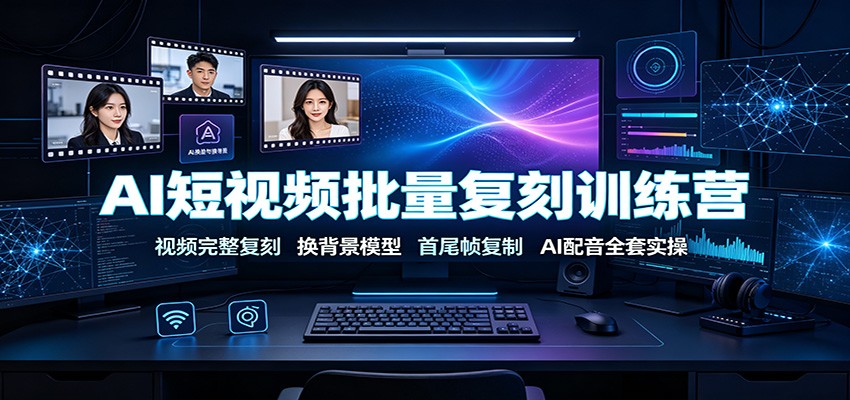 AI短视频批量复刻训练营：视频完整复刻，换背景模型、首尾帧复制、AI配音全套实操-资源宝库