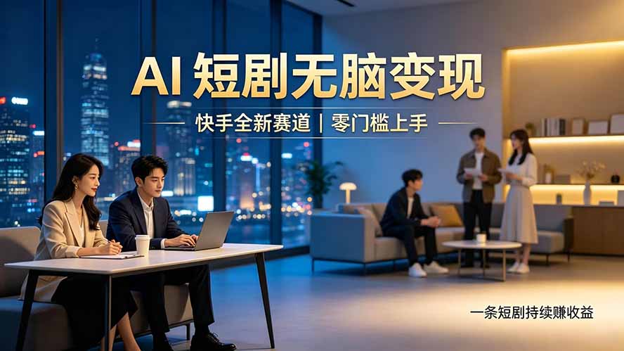 别乱找副业了，快手 AI 短剧零门槛长久被动增收-资源宝库