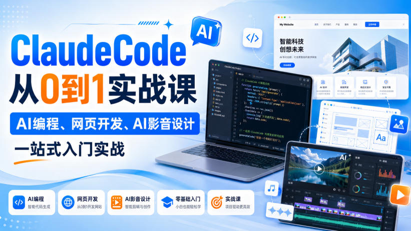ClaudeCode从0到1实战课，AI编程、网页开发、AI影音设计一站式入门实战-资源宝库