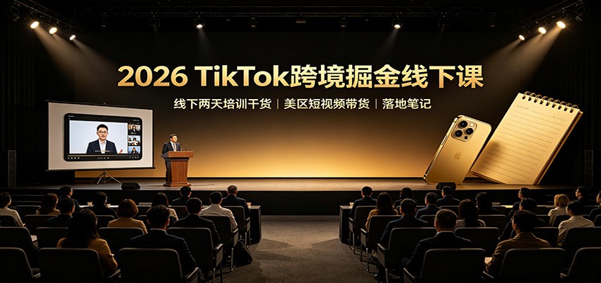 2026 TikTok跨境掘金线下课：线下两天培训干货，美区短视频带货落地笔记-资源宝库