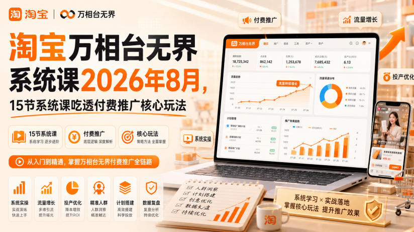 淘宝万相台无界系统课2026年8月，15节系统课吃透付费推广核心玩法-资源宝库