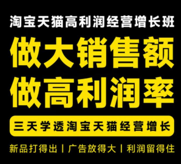 天猫淘宝高利润经营增长班杭州线下课31期8月22-24日，做大销售额做高利润率，三天学透淘宝天猫经营增长-资源宝库